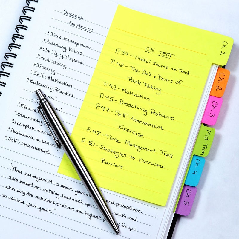 Redi-Tag Divider Sticky Notes, Tabbed Self-Stick Lined Notepads, 480 Ruled Notes, 4" x 6", 8 Books Per Pack, Assorted Colors (B29508) - Image 2